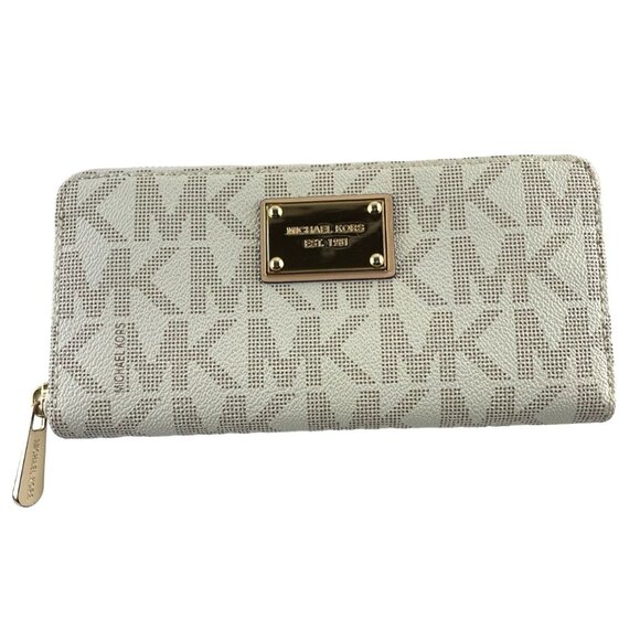MICHAEL KORS Jet Set Item 35T0GTTE3B Vanilla Za Continental Wallet - Picture 1 of 9
